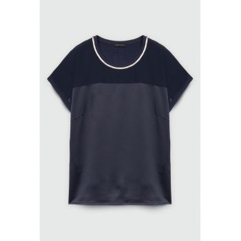 Tricou cu insertie de satin