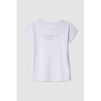Tricou cu logo din strasuri