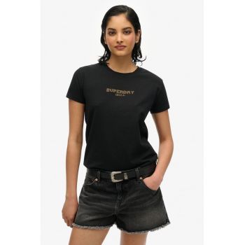 Tricou din amestec de bumbac cu model text