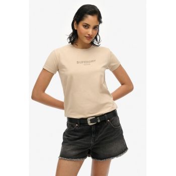 Tricou din amestec de bumbac cu model text
