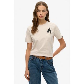 Tricou din bumbac cu model text pe partea din spate