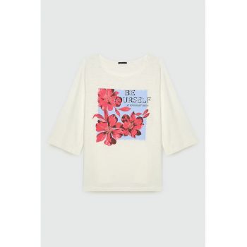 Tricou din modal si bumbac cu imprimeu