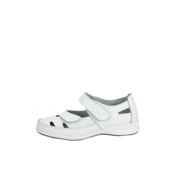 Balerini albi din piele naturala 5115 M4 Confort 15224