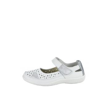 Balerini piele naturala Sorina alb/argintiu M5 14812