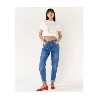 Blugi dama Mom Fit  albastru inchis P502-5 16751