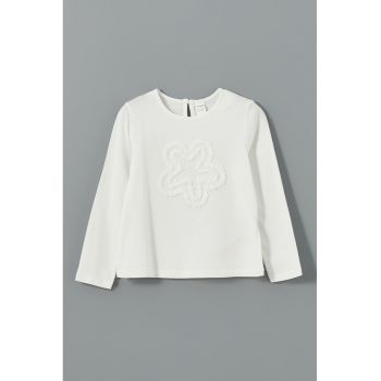 Bluza de bumbac cu aplicatie florala