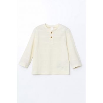 Bluza de bumbac cu decolteu henley