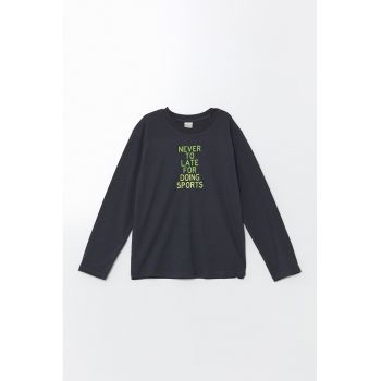 Bluza de bumbac cu imprimeu text
