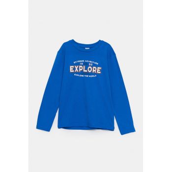Bluza de bumbac cu imprimeu text