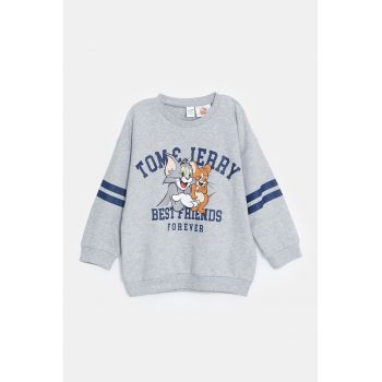 Bluza de trening cu imprimeu si maneci cazute