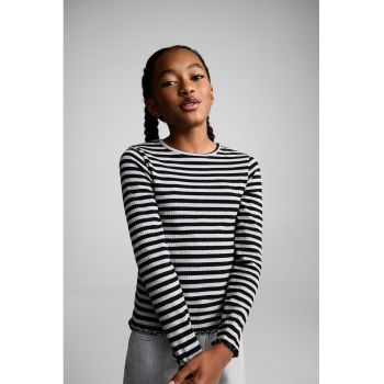 Bluza din amestec de bumbac cu model in dungi