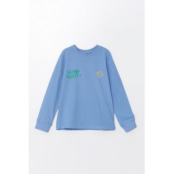 Bluza din bumbac cu decolteu la baza gatului