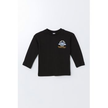 Bluza din bumbac cu imprimeu text
