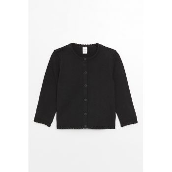 Cardigan de bumbac cu margini valurite