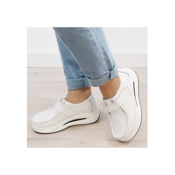 Mocasini albi din piele naturala WKS01 M7 16718