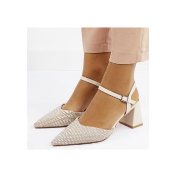 Pantofi bej eleganti cu model impletit HK-1308 04 16630
