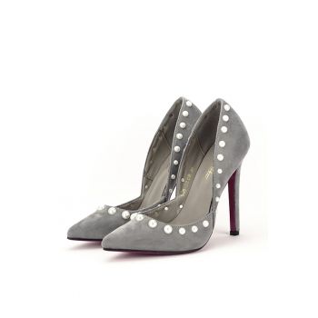 Pantofi gri decupati Carina 04 8774