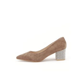 Pantofi maro deschis cu toc mic Ioana 04 Maro deschis