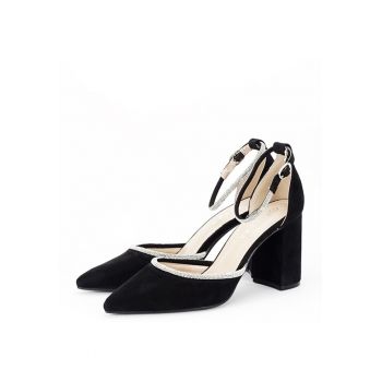 Pantofi negri eleganti cu pietricele argintii BSD38-1 03 16152