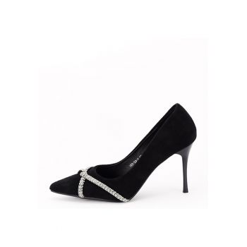 Pantofi negri eleganti cu pietricele argintii YES-23-1 03 16168