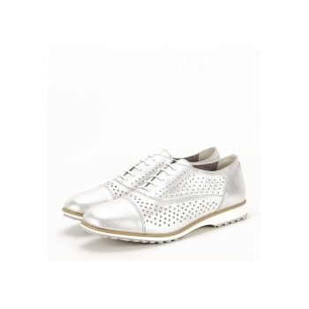 Pantofi oxford din piele naturala argintiu Magda 01 10071