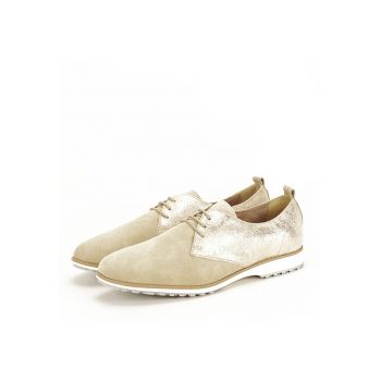 Pantofi oxford din piele naturala bej Selena 01 10055