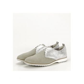 Pantofi oxford din piele naturala gri/argintiu Selena 01 10046