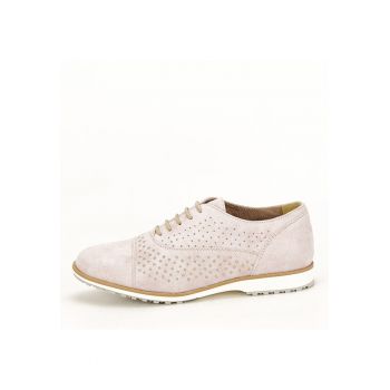 Pantofi oxford din piele naturala roz prafuit Magda 01 10058