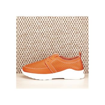 Pantofi piele naturala portocalii Angela M4 7681 ieftini
