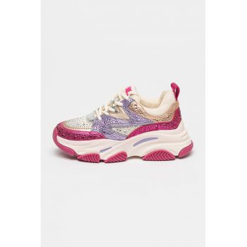 Pantofi sport cu model colorblock si aplicatii de strasuri Privy