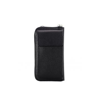 Portofel si port telefon negru din piele naturala 8971 07 11402