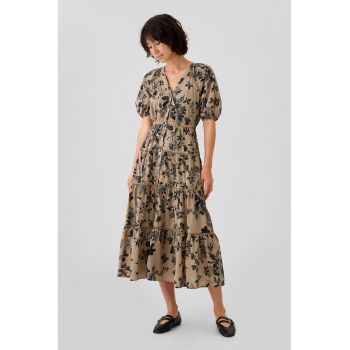 Rochie cu imprimeu floral si decolteu in V