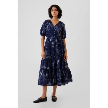Rochie cu imprimeu floral si decolteu in V