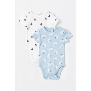 Set de body-uri cu maneci scurte si imprimeu - 2 piese