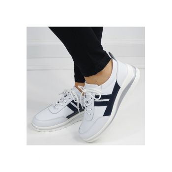 Sneakers alb cu bleumarin inchis din piele naturala 5089 M2 16430