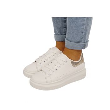 Sneakers albi/aurii cu talpa groasa M-8826 M7 16528