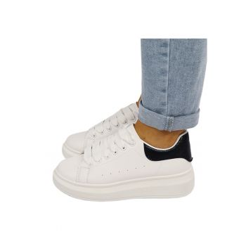 Sneakers albi/negri cu talpa groasa M-8826 M7 16522