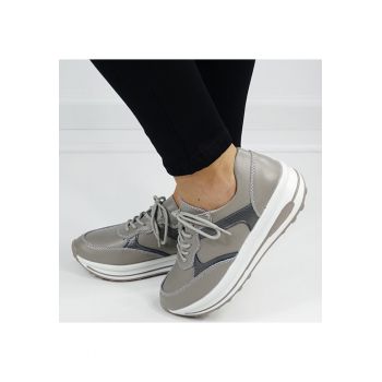 Sneakers gri din piele naturala 5091 M6 16492