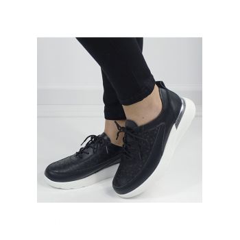 Sneakersi negri din piele naturala 5108 M7 16456