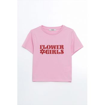 Tricou crop cu text