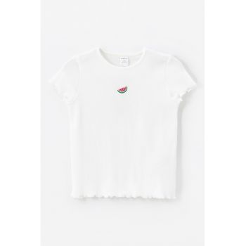 Tricou din amestec de bumbac cu decolteu la baza gatului