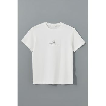 Tricou din bumbac cu decolteu la baza gatului
