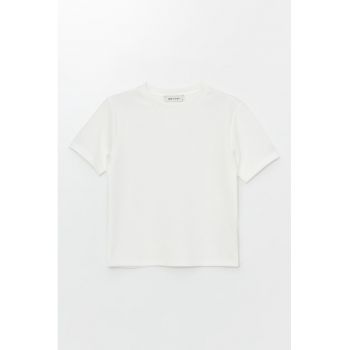 Tricou slim fit cu decolteu la baza gatului