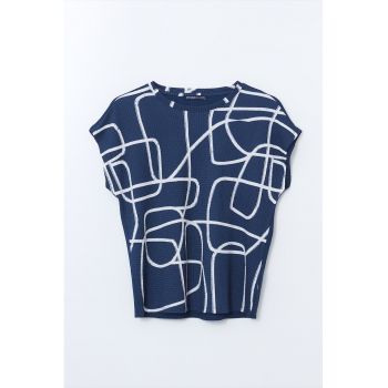Tricou striat cu imprimeu frontal