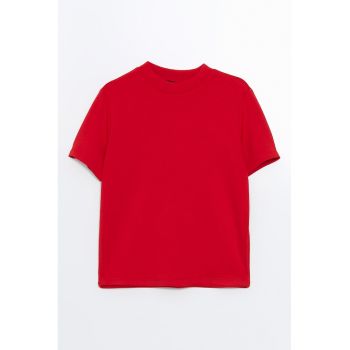 Tricou uni cu decolteu la baza gatului