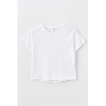 Tricou uni cu decolteu la baza gatului