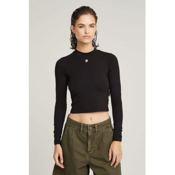 Bluza crop slim fit de bumbac organic