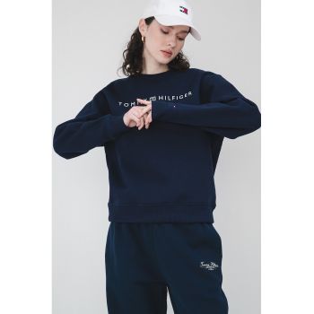 Bluza de trening cu imprimeu logo si decolteu la baza gatului