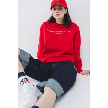 Bluza de trening cu imprimeu logo si decolteu la baza gatului