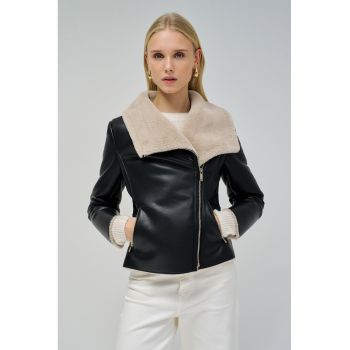Jacheta biker de piele ecologica